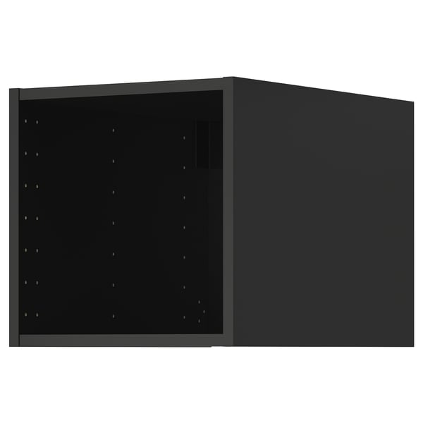 Armoire de cuisine METOD noire, rectangulaire, avec panneau arrière perforé pour le rangement.
