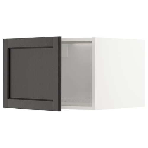 Armoire en bois teinté noir avec porte ouverte