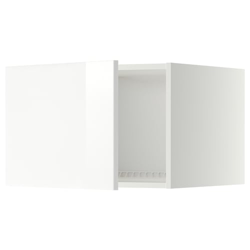 Armoire de cuisine moderne blanche, finition brillante, forme carrée, design minimaliste.