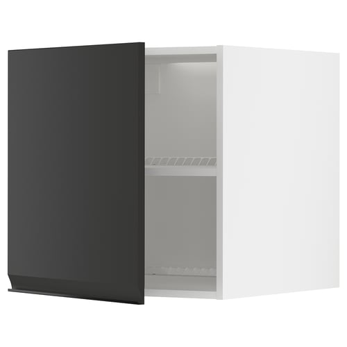 Un meuble de cuisine METOD noir avec deux étagères et une porte réversible.