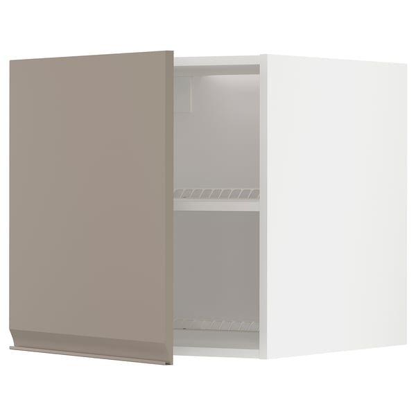 Une armoire de cuisine ouverte beige-blanc METOD, au design minimaliste avec des étagères réglables.