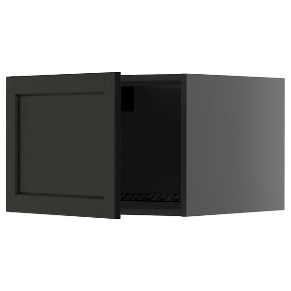 Un meuble de cuisine METOD vert foncé avec une porte à bord biseauté de forme rectangulaire.