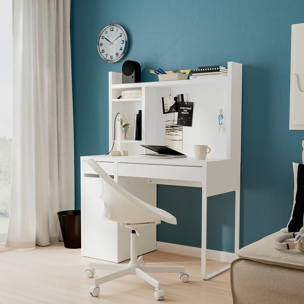 MICKE Bureau, blanc, 105x50 cm