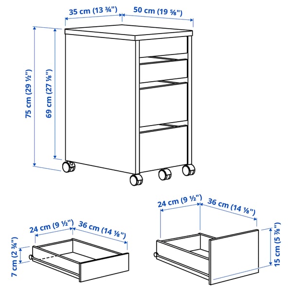 Illustration avec les mesures du produit : MICKE.