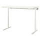Bureau assis/debout Mittzon. Blanc, en forme de L, base métallique, réglable en hauteur.