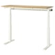 Bureau assis-debout MITTZON avec pieds blancs, plateau en bois, chemin de câbles, hauteur réglable.