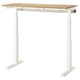 Bureau réglable MITTZON, pieds blancs, plateau en bois clair.