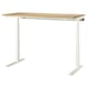 Bureau assis/debout Mittzon. Plateau en bois clair, pieds blancs. Réglage électrique de la hauteur. Design minimaliste moderne.