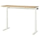 Bureau assis/debout MITZTON, plateau en chêne, pieds blancs, hauteur réglable, design minimaliste moderne.
