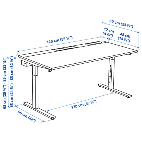 Illustration avec les mesures du produit : MITTZON.