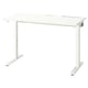 Un bureau ajustable MITTZON blanc avec un plateau rectangulaire et des pieds en métal. Il dispose d’un système de gestion des câbles et d’un petit compartiment pour l’organisation de petits objets.