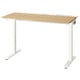 Bureau MITTZON : plateau en bois clair, pieds blancs, hauteur réglable, lignes épurées, design moderne.