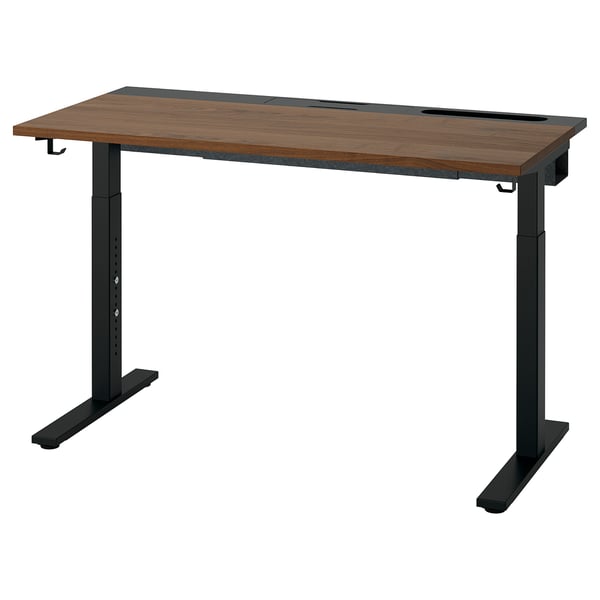 Bureau réglable en hauteur Mittzon, marron, métal, rectangulaire, moderne, design ergonomique.