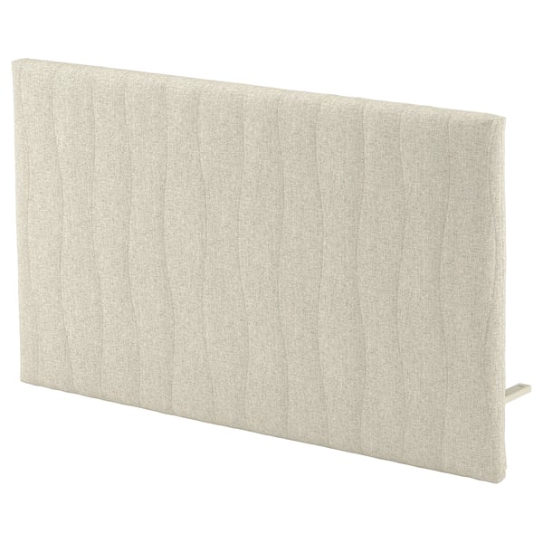 Paravent de bureau acoustique beige MITTZON rectangulaire, recouvert de tissu à motif naturel.