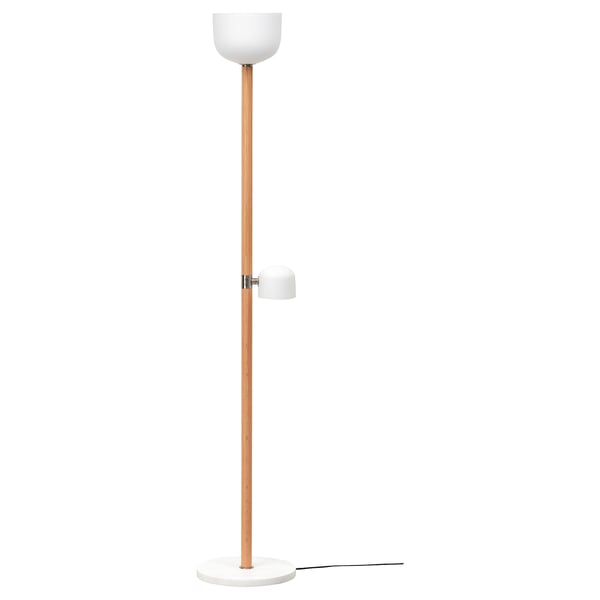 MOSSPLYM Lampadaire/liseuse, opalin verre/chêne, 180 cm