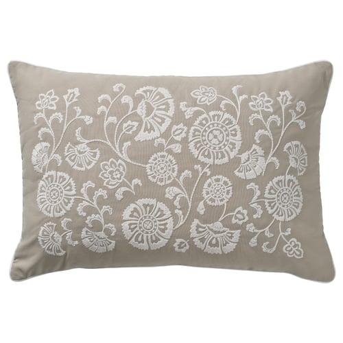 MURSENAP Coussin, beige blanc/broderie, 40x58 cm