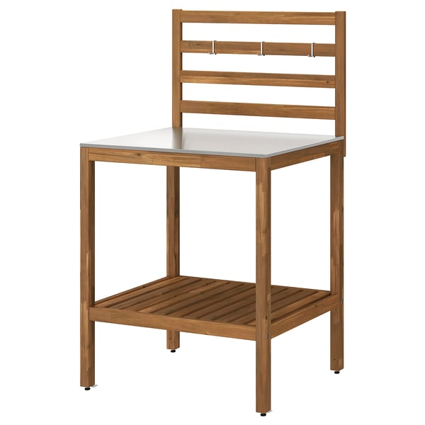 NÄMMARÖ Élément de cuisine ouvert, teinté brun clair/acier inoxydable extérieur, 80x62 cm