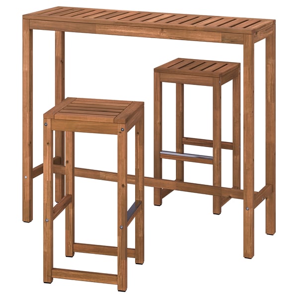 Set de mobilier d’extérieur en bois NÄMMARÖ : table de bar et tabourets.