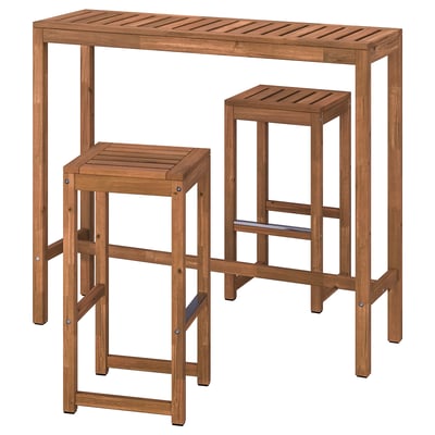 Set de mobilier d’extérieur en bois NÄMMARÖ : table de bar et tabourets.