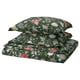 Parure de lit fleurie verte NÄSSELKLOCKA, vert foncé avec des fleurs multicolores, forme rectangulaire, mélange coton-viscose.