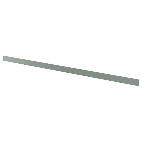 Socle de cuisine gris-vert, rectangulaire, lisse.
