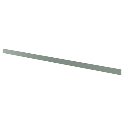 Socle de cuisine gris-vert, rectangulaire, lisse.