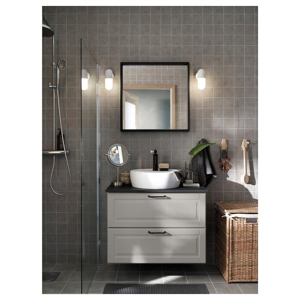 NISSEDAL Miroir, noir, 65x65 cm