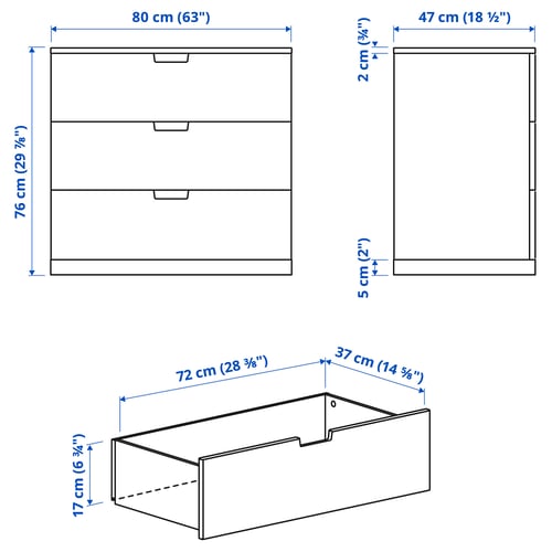 Illustration avec les mesures du produit : NORDLI.