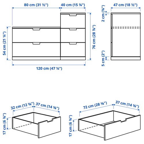 Illustration avec les mesures du produit : NORDLI.
