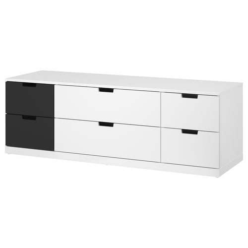 Commode Ikea NORDLI blanche, six tiroirs, design minimaliste moderne.