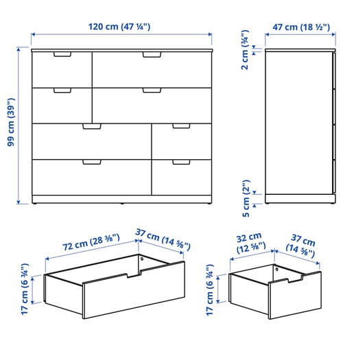Illustration avec les mesures du produit : NORDLI.