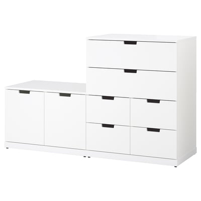 Commode et tiroirs NORDLI blanc, moderne, aux lignes épurées.