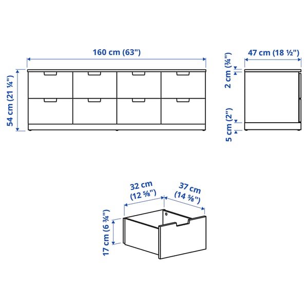 Illustration avec les mesures du produit : NORDLI.