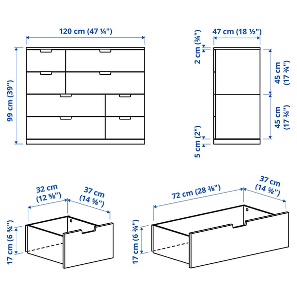 Illustration avec les mesures du produit : NORDLI.