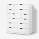 Coffre NORDLI blanc, 6 tiroirs, design moderne et modulaire.