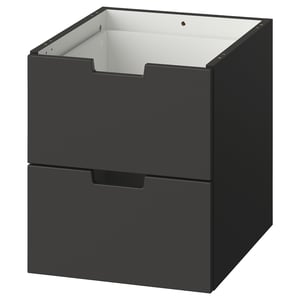 Commode noire NORDLI, design rectangulaire moderne avec deux tiroirs, finition élégante.