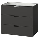 Une commode noire ikea NORDLI avec trois tiroirs de forme rectangulaire.