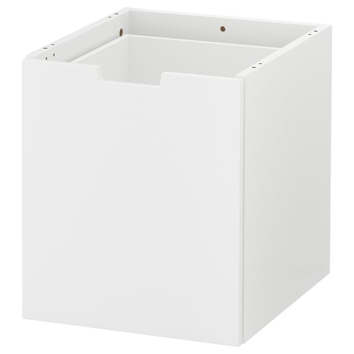 Bloc-tiroirs carrés NORDLI blanc, design moderne et épuré, bords lisses, vide, pas de panneau supérieur.