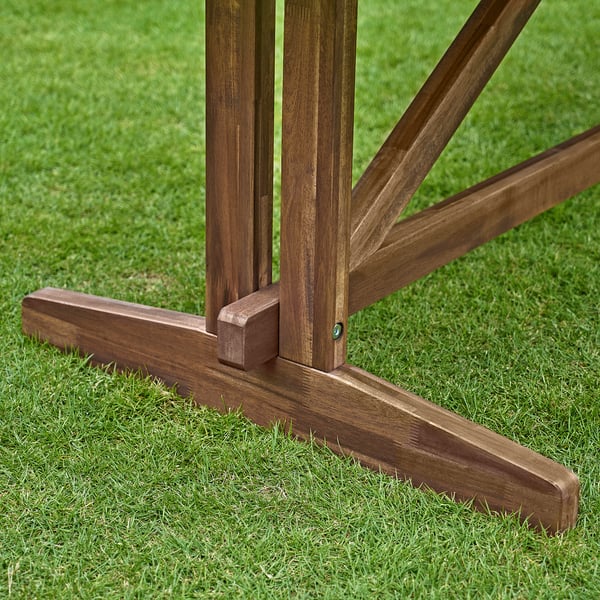 Base de pied de table d’extérieur en bois, construction robuste en acacia.