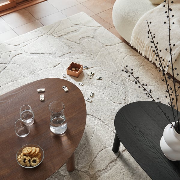 ÖRTRÄSK Tables gigognes, lot de 2, brun/noir plaqué frêne