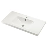 Évier en céramique blanche Orrsjon, forme carrée, design épuré, trou de robinet unique.