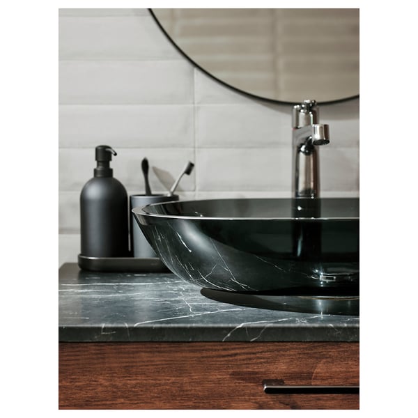 OXMYREN Vasque, verre/gris foncé, 56x35 cm