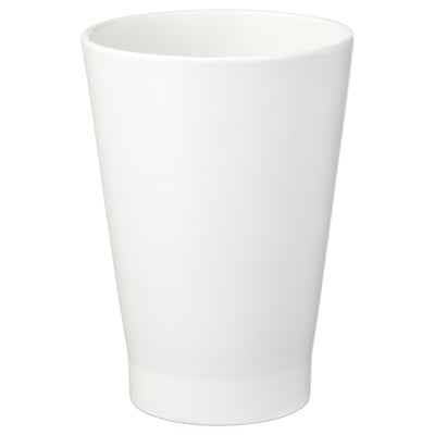 Une jardinière en céramique blanche, haute et cylindrique avec une finition lisse, idéale pour les orchidées.