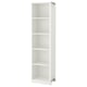 Armoire PAX blanche, étagères étroites et ouvertes.