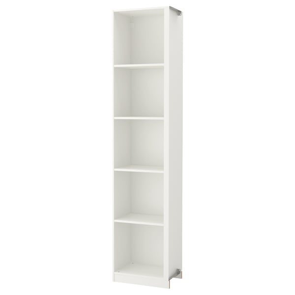 Cadre d’armoire PAX blanc, mince et minimaliste, s’adapte aux espaces étroits ; Fabriqué en panneaux de particules et remplissage en nid d’abeille.