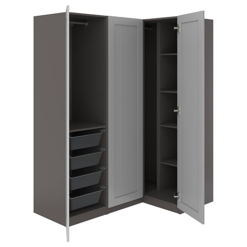 PAX / GULLABERG Armoire d'angle, gris foncé/gris, 161/111x201 cm