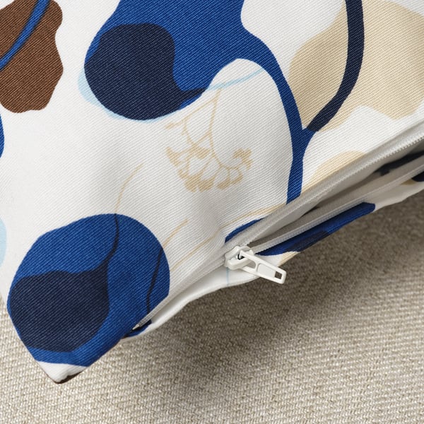 PERSIKOTRÄD Housse de coussin, bleu/feuille, 40x58 cm