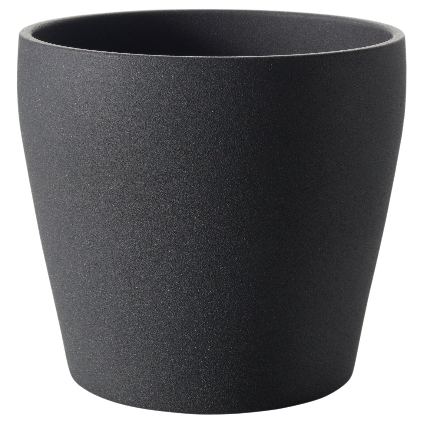 Jardinière PERSILLADE noire, ronde en faïence texturée.