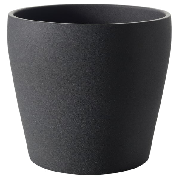 Jardinière ronde en céramique noire, texturée, thermolaquée
