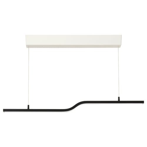 Suspension PILSKOTT : élégant en métal noir avec led courbée, design minimaliste moderne.